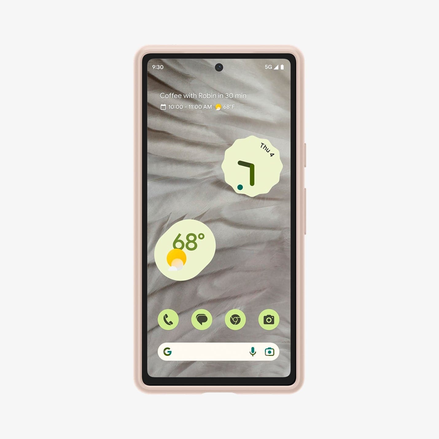 ACS06095 - Pixel 7a Case Thin Fit in pink sand showing the front