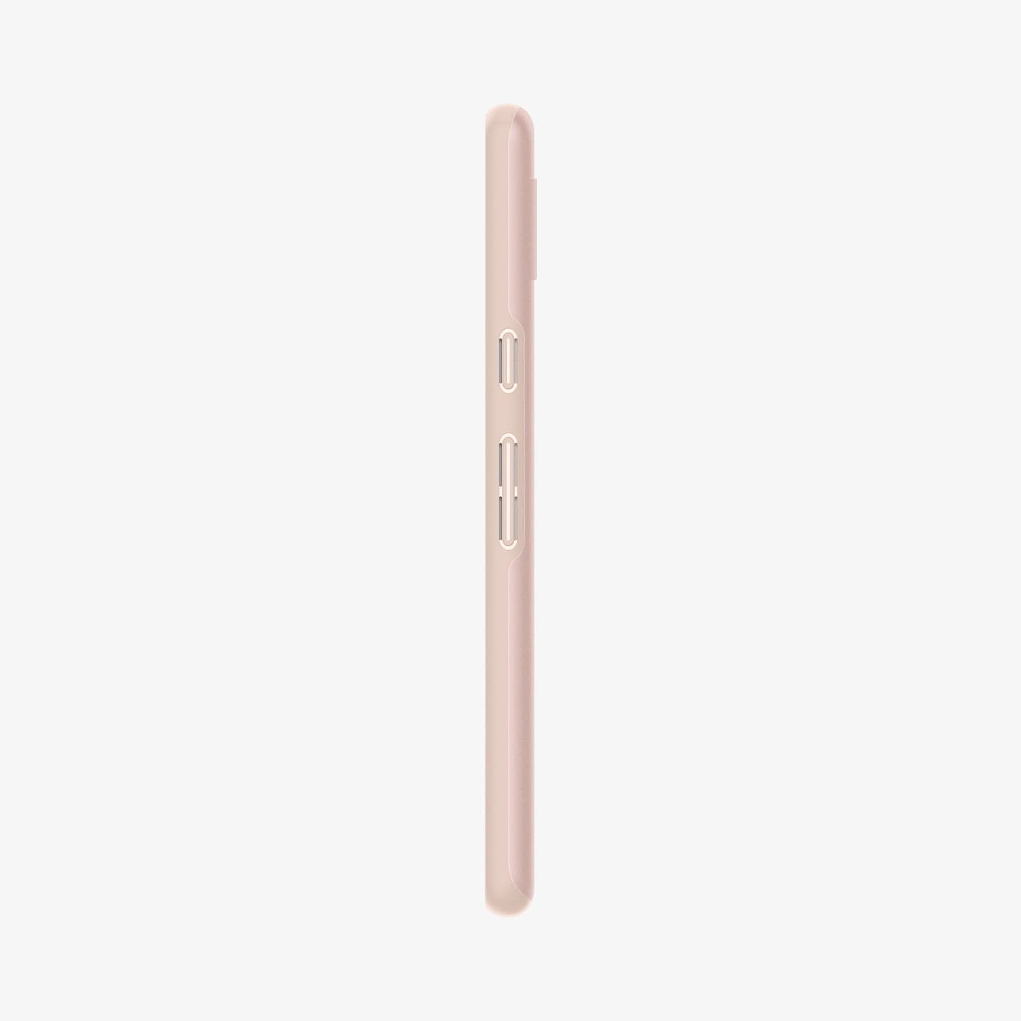 ACS06095 - Pixel 7a Case Thin Fit in pink sand showing the side with volume controls