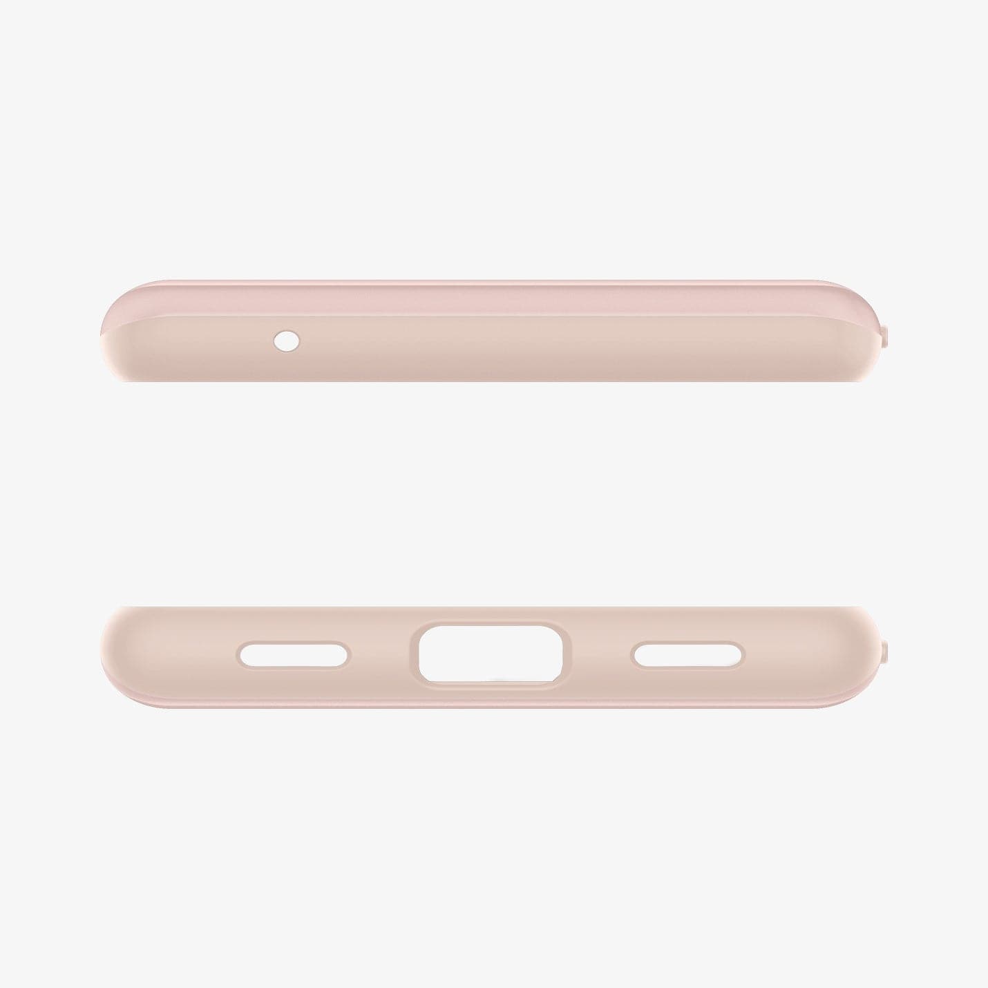 ACS06095 - Pixel 7a Case Thin Fit in pink sand showing the top and bottom with precise cutouts