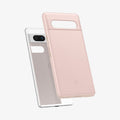 ACS06095 - Pixel 7a Case Thin Fit in pink sand showing the back with case hovering away from device