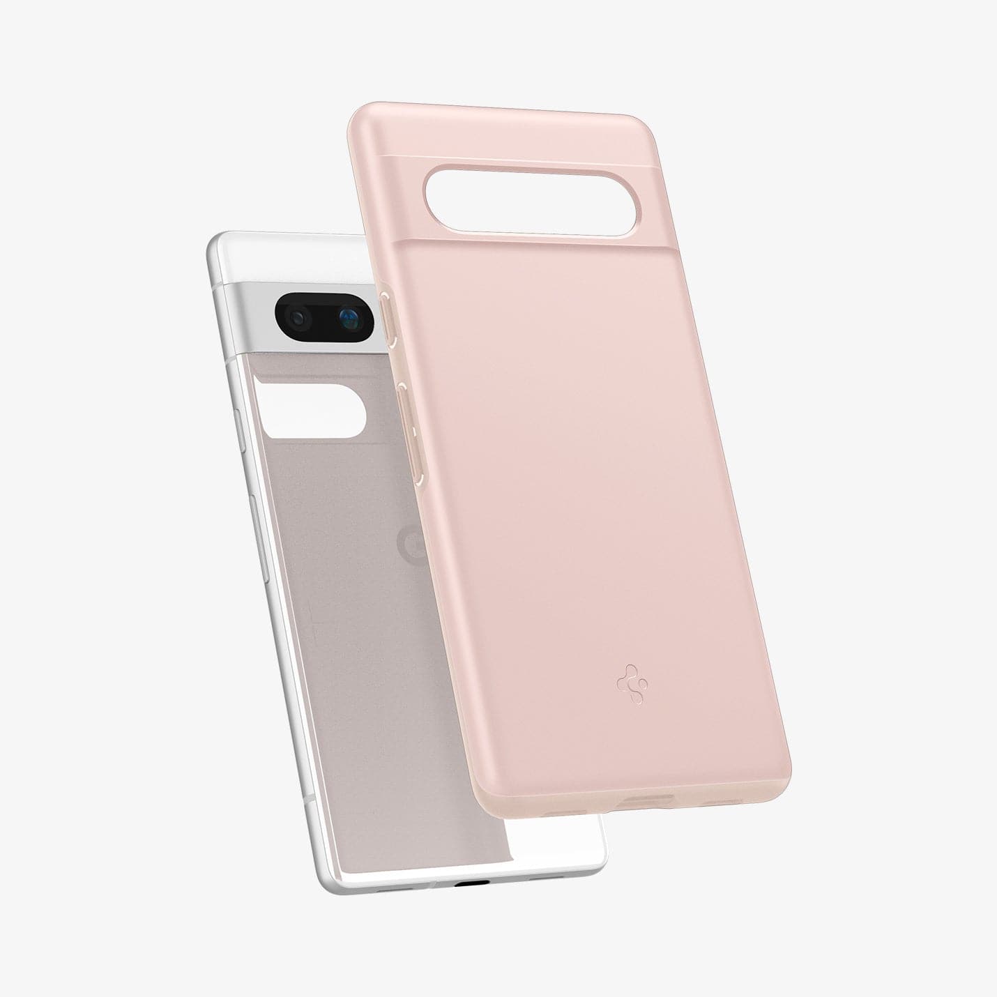ACS06095 - Pixel 7a Case Thin Fit in pink sand showing the back with case hovering away from device