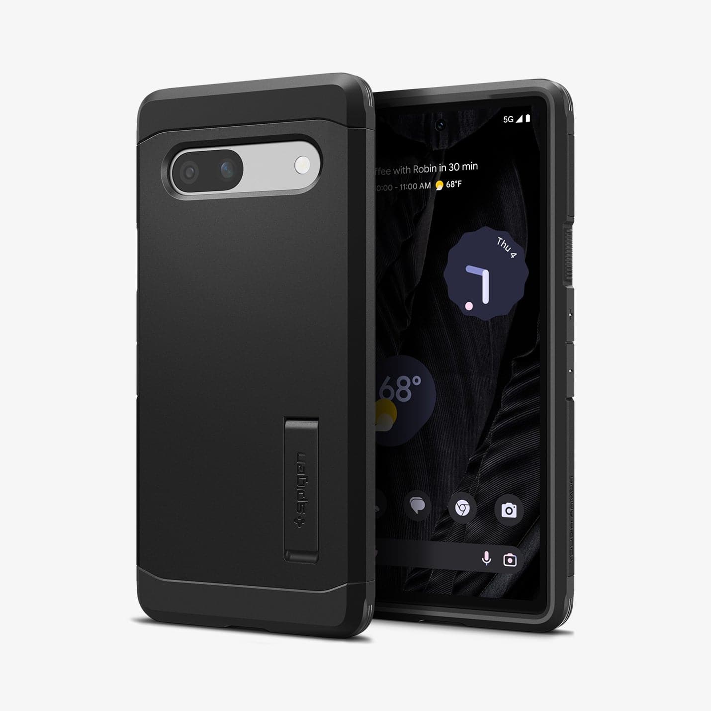 ACS05819 - Pixel 7a Case Tough Armor in black showing the back and front