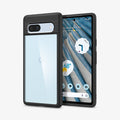 ACS05818 - Pixel 7a Case Ultra Hybrid in matte black showing the back and front