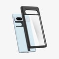 ACS05818 - Pixel 7a Case Ultra Hybrid in matte black showing the back with case hovering away from device