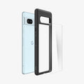ACS05818 - Pixel 7a Case Ultra Hybrid in matte black showing the multiple layers of case hovering away from device