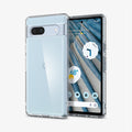 ACS05817 - Pixel 7a Case Ultra Hybrid in crystal clear showing the back and front