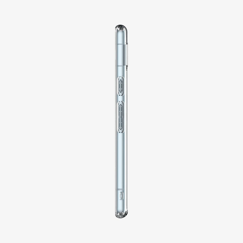 ACS05817 - Pixel 7a Case Ultra Hybrid in crystal clear showing the side with volume controls