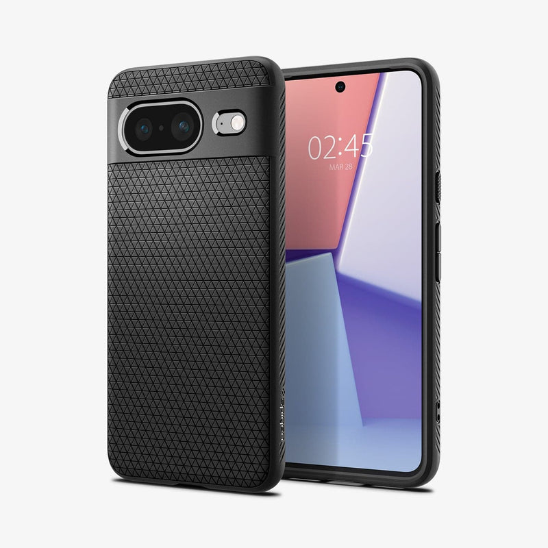 ACS06274 - Pixel 8 Case Liquid Air in Matte Black showing the back, partial front and sides