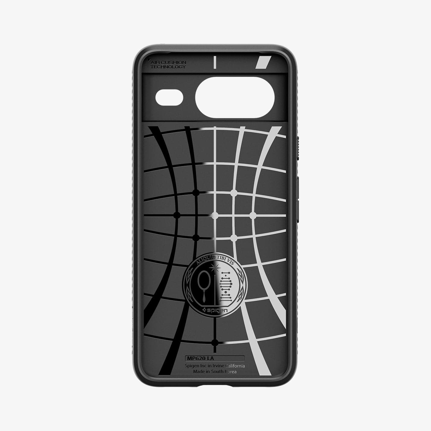 ACS06274 - Pixel 8 Case Liquid Air in Matte Black showing the inner case with spider web pattern