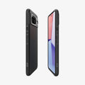 ACS06274 - Pixel 8 Case Liquid Air in Matte Black showing the partial back, partial front, and partial sides both devices aligned with each other