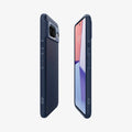 ACS06275 - Pixel 8 Case Liquid Air in navy blue showing the sides, partial back and front