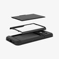 ACS06286 - Pixel 8 Case Slim Armor CS in black showing the multiple layers of card slot hovering above case