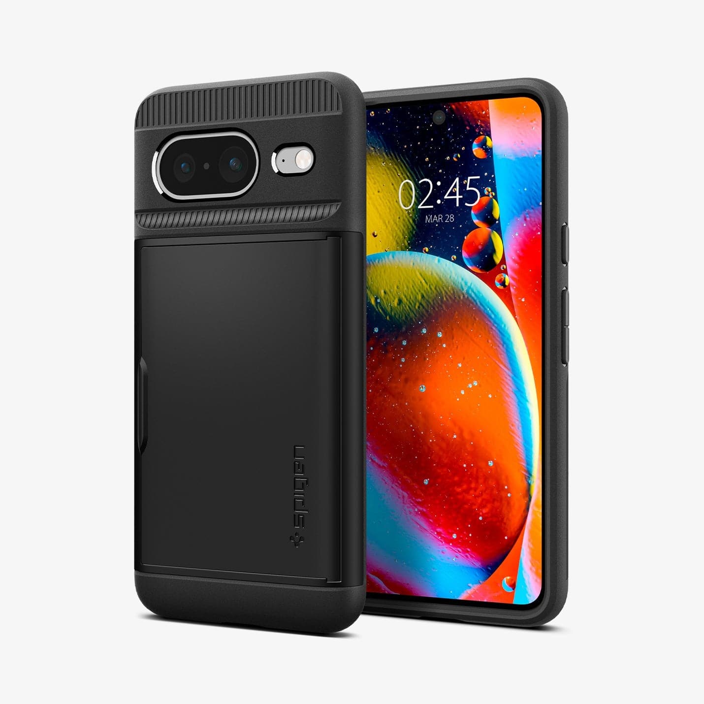ACS06286 - Pixel 8 Case Slim Armor CS in black showing the back and front