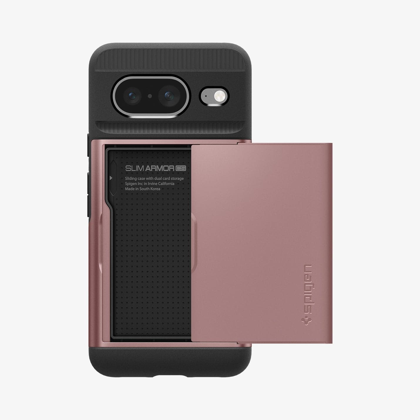 ACS06287 - Pixel 8 Case Slim Armor CS in rose gold showing the back with card slot open