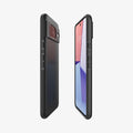 ACS06288 - Pixel 8 Case Thin Fit in black showing the sides, partial back and front