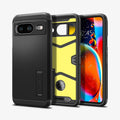 ACS06282 - Pixel 8 Case Tough Armor in black showing the back, inside and front