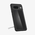 ACS06280 - Pixel 8 Case Ultra Hybrid in matte black showing the back and partial side