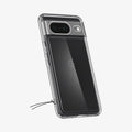 ACS06278 - Pixel 8 Case Ultra Hybrid in crystal clear showing the back and partial side