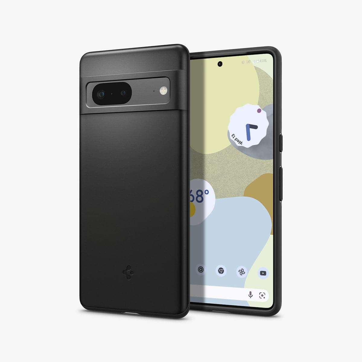 ACS04706 - Pixel 7 Case Thin Fit in black showing the back and front