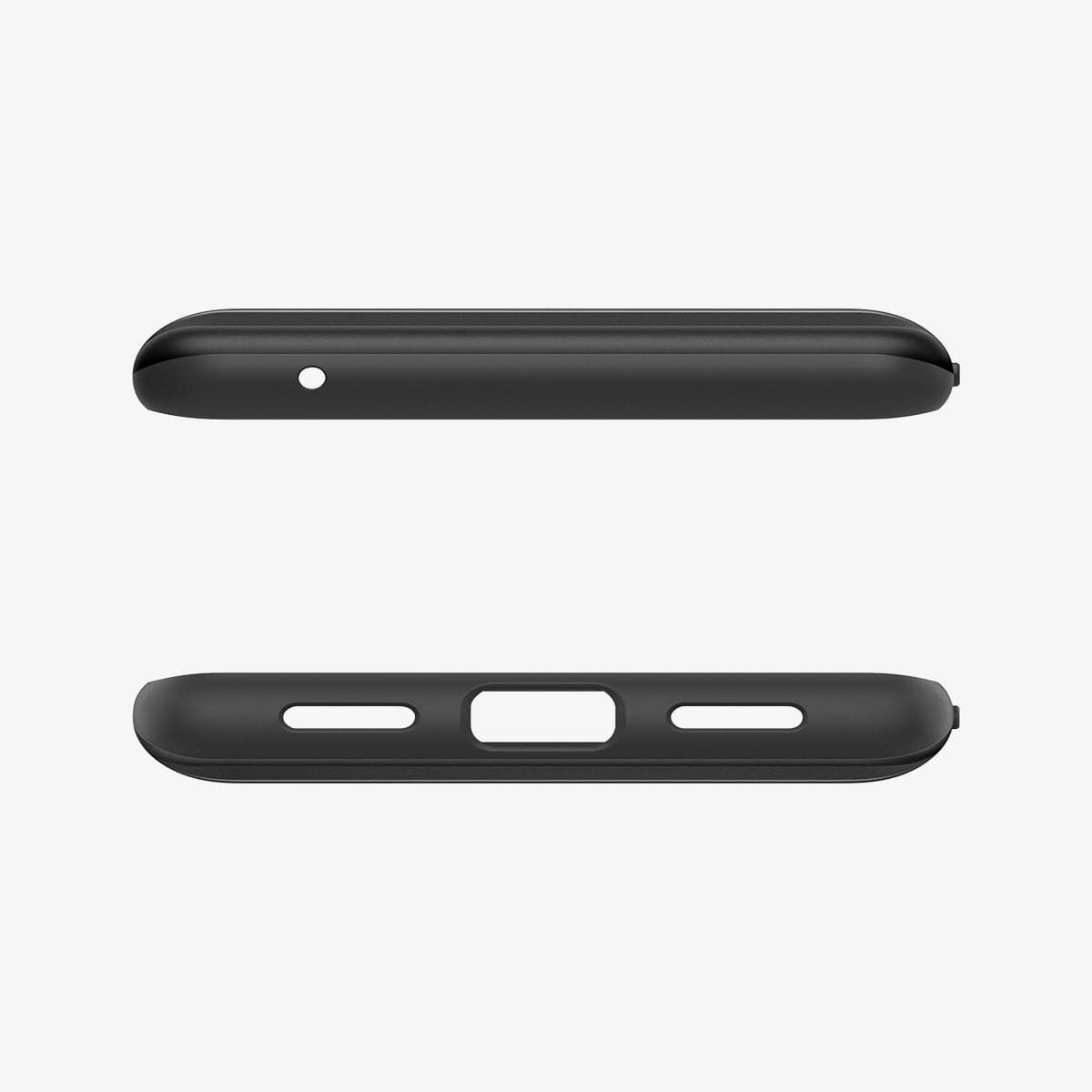 ACS04706 - Pixel 7 Case Thin Fit in black showing the top and bottom with precise cutouts