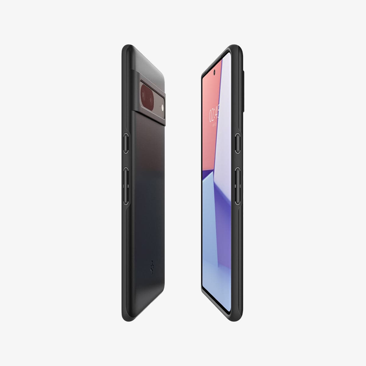 ACS04706 - Pixel 7 Case Thin Fit in black showing the sides, partial back and front