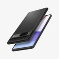 ACS04706 - Pixel 7 Case Thin Fit in black showing the back, front and sides