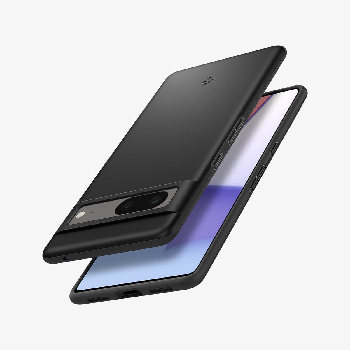 ACS04706 - Pixel 7 Case Thin Fit in black showing the back, front and sides