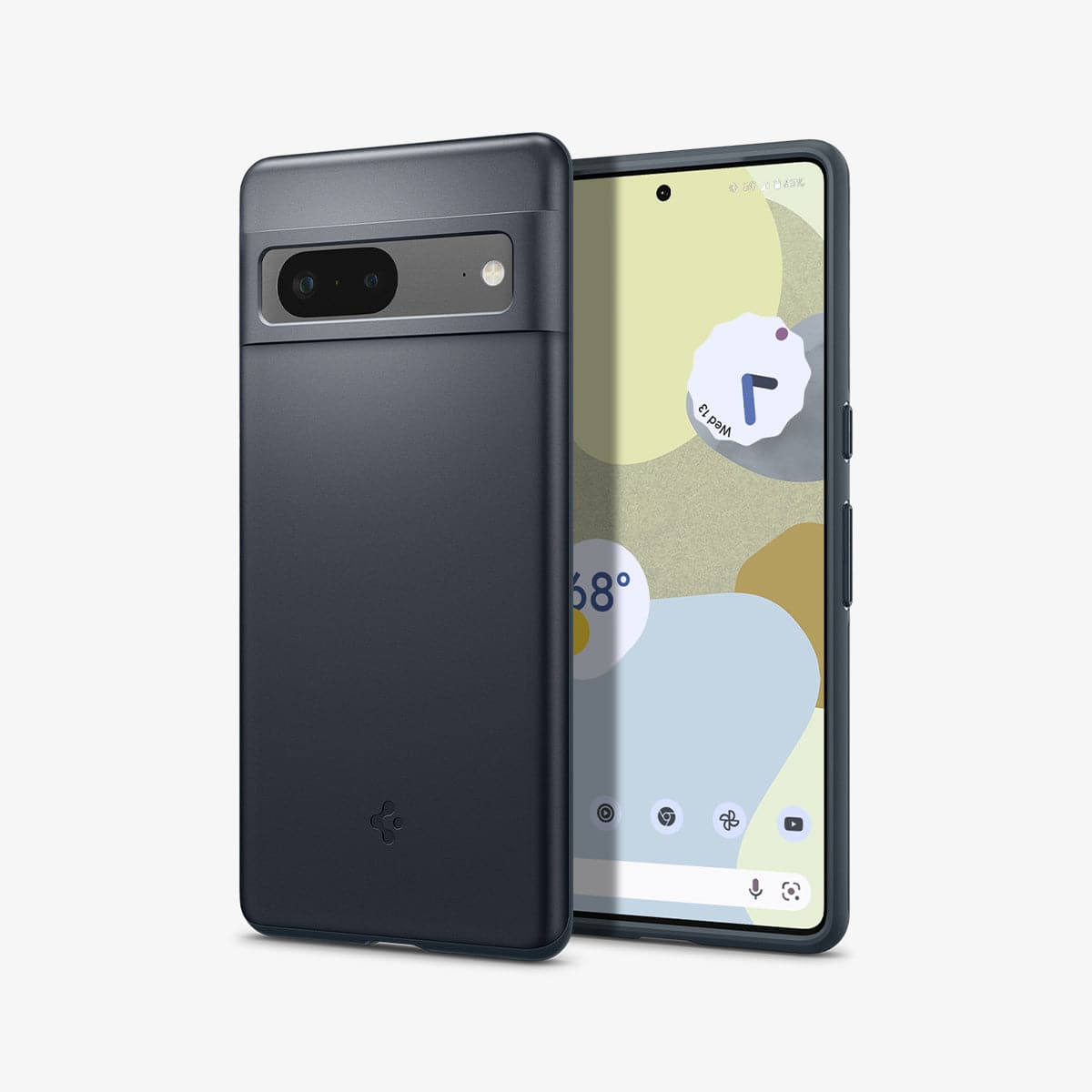 ACS04707 - Pixel 7 Case Thin Fit in metal slate showing the back and front