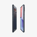 ACS04707 - Pixel 7 Case Thin Fit in metal slate showing the sides, partial back and front