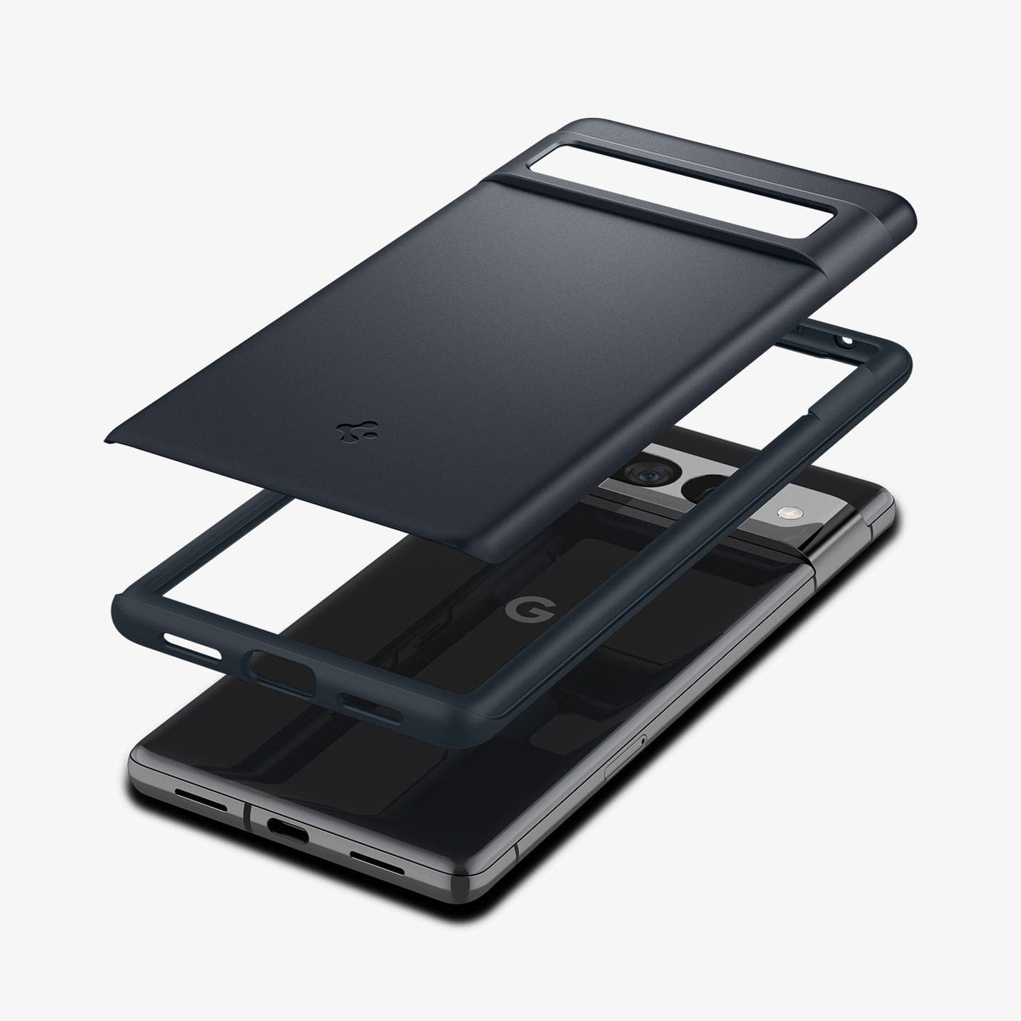 ACS04734 - Pixel 7 Pro Case Thin Fit in metal slate showing the multiple layers of back