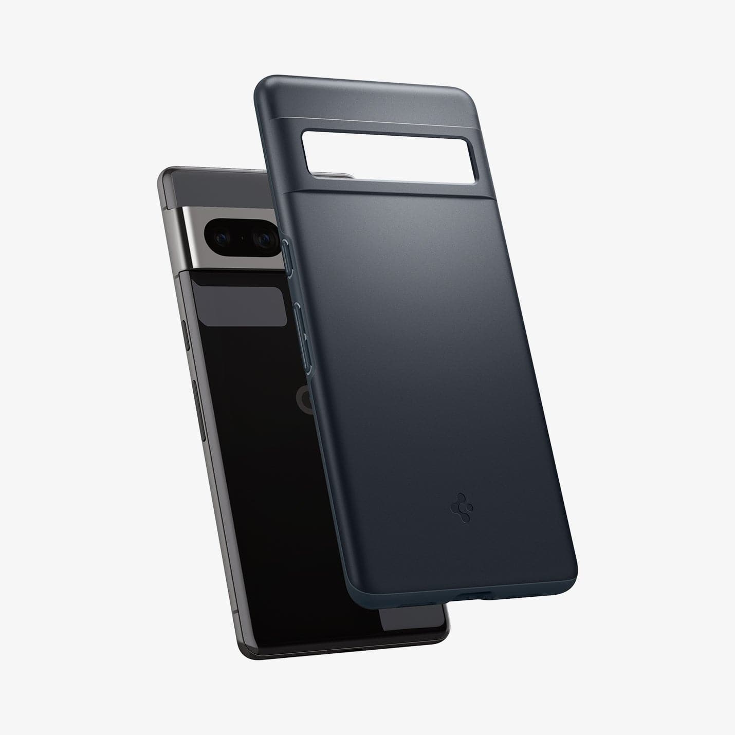 ACS04734 - Pixel 7 Pro Case Thin Fit in metal slate showing the back with case hovering away from device