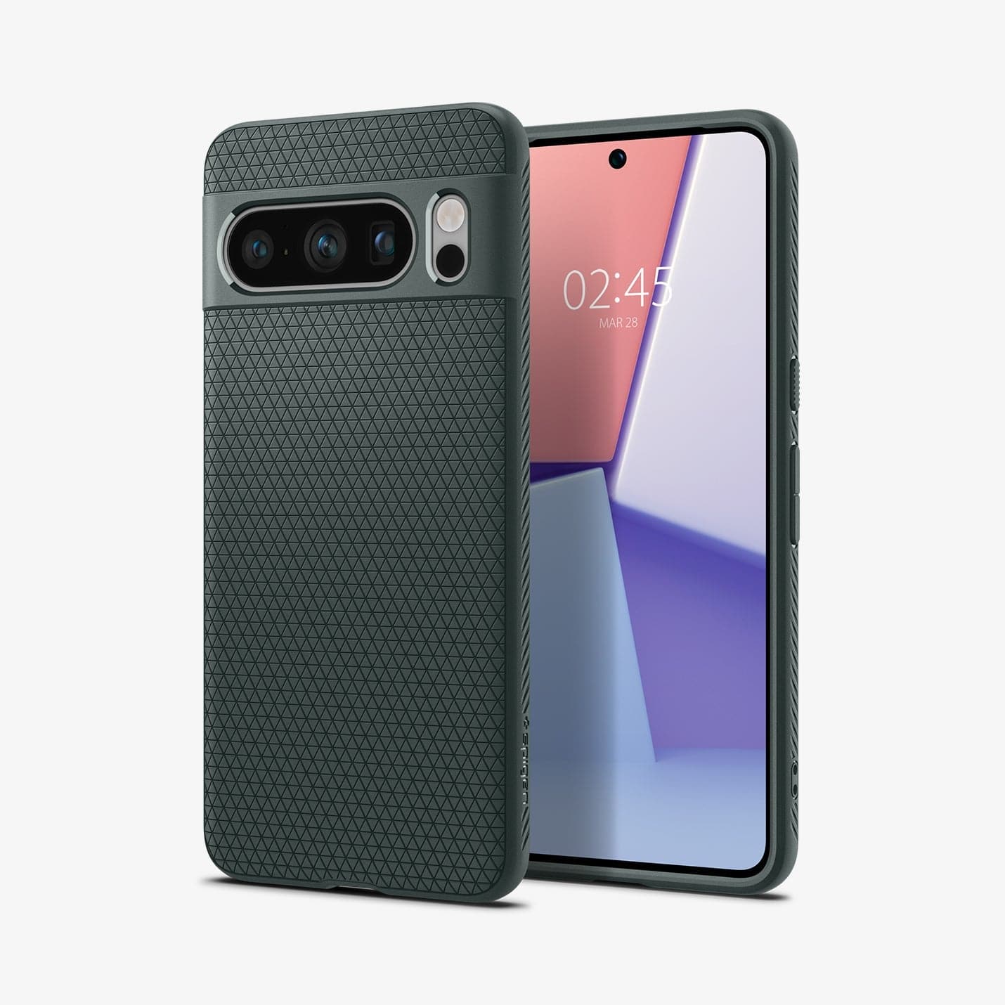 ACS06313 - Pixel 8 Pro Case Liquid Air in Abyss Green showing the back, partial front and sides
