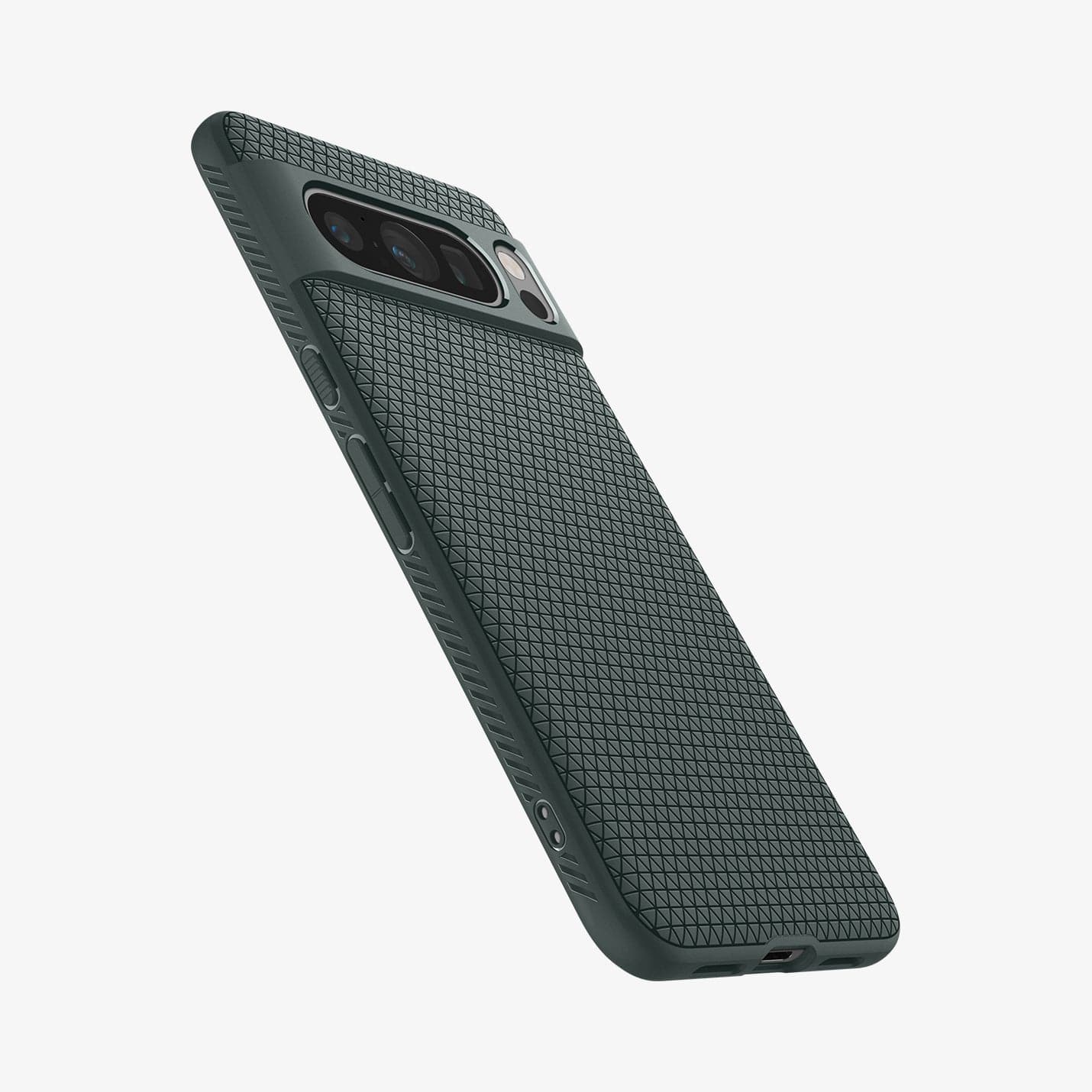 ACS06313 - Pixel 8 Pro Case Liquid Air in Abyss Green showing the back, partial side with side buttons and bottom