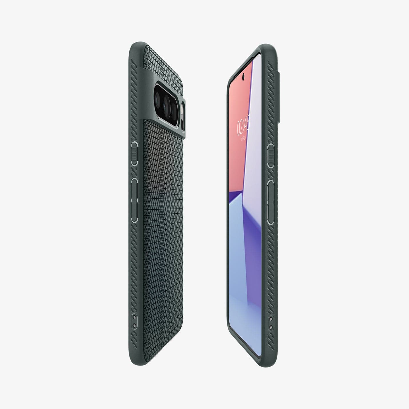 ACS06313 - Pixel 8 Pro Case Liquid Air in Abyss Green showing the partial back, partial front and sides aligned with each other