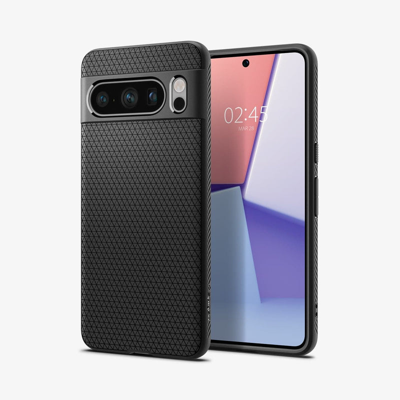 ACS06311 - Pixel 8 Pro Case Liquid Air in matte black showing the back and front
