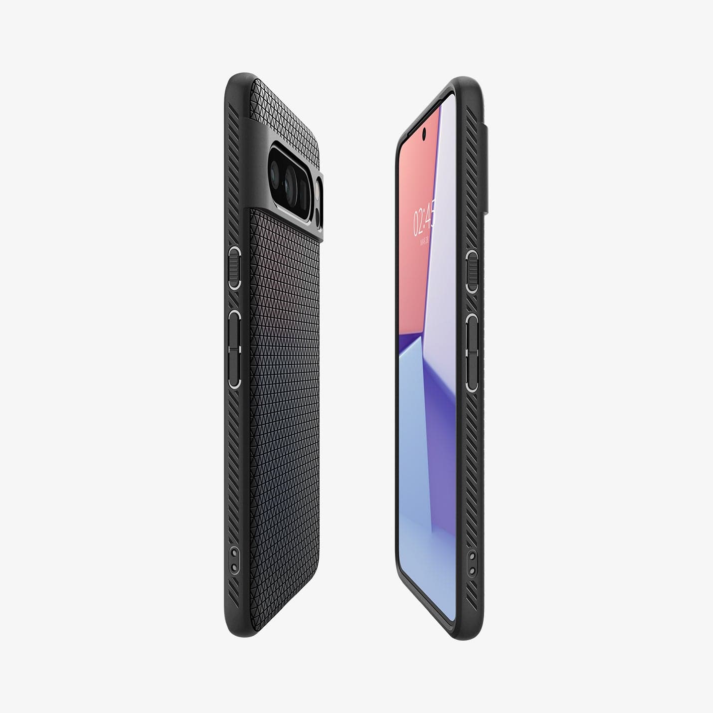 ACS06311 - Pixel 8 Pro Case Liquid Air in matte black showing the sides, partial back and front