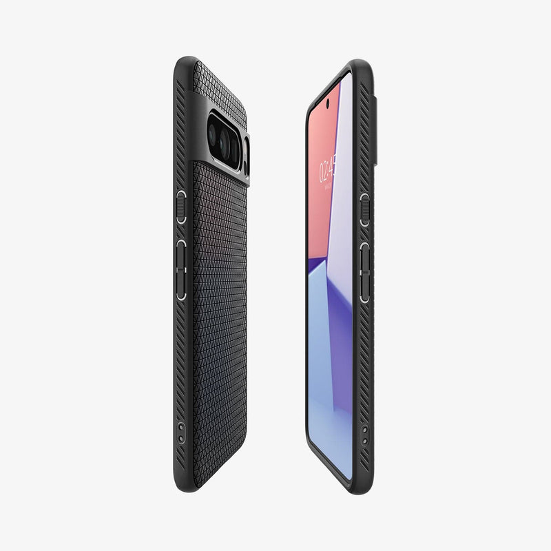 ACS06311 - Pixel 8 Pro Case Liquid Air in matte black showing the sides, partial back and front