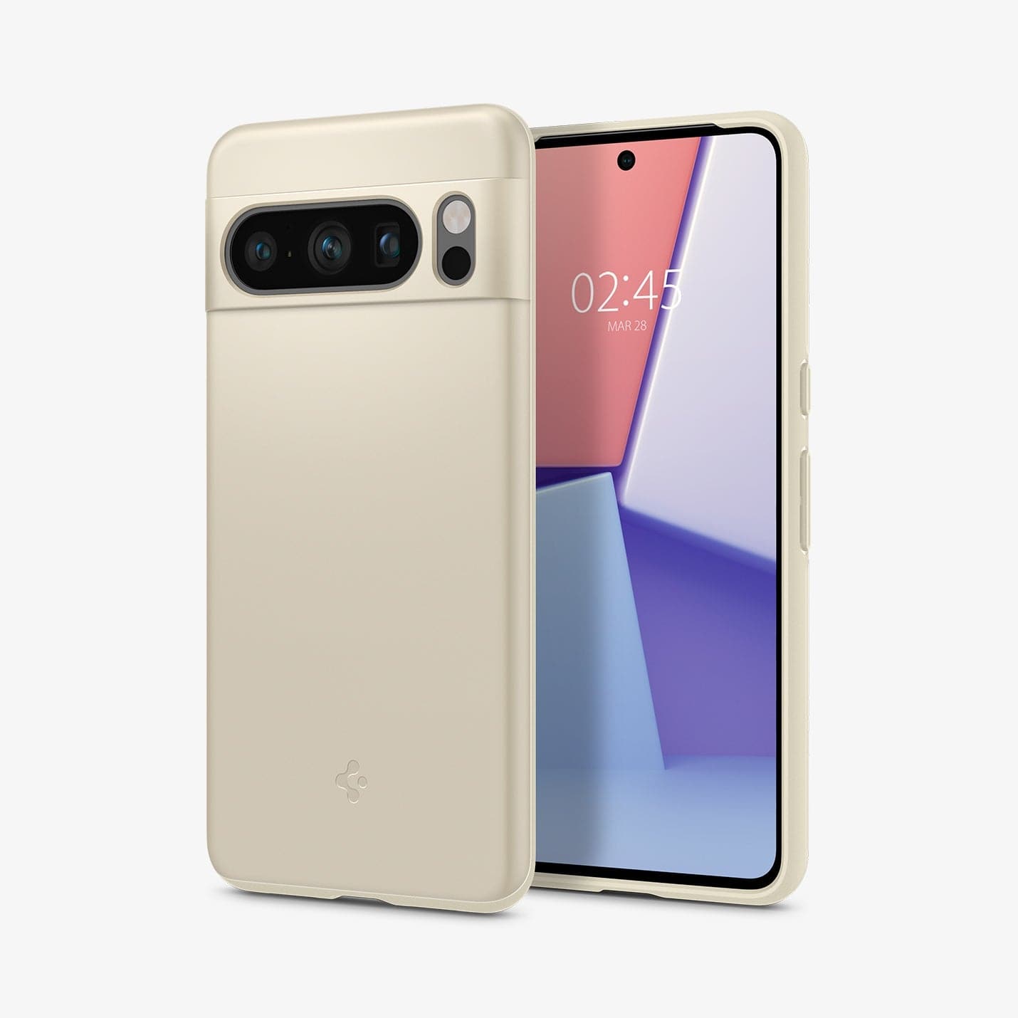 ACS06328 - Pixel 8 Pro Case Thin Fit in mute beige showing the back and front