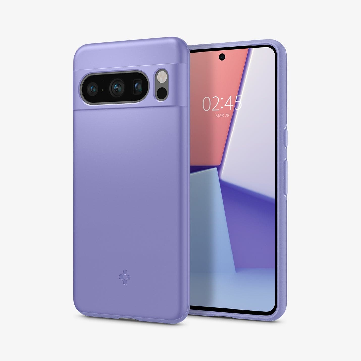 ACS06329 - Pixel 8 Pro Case Thin Fit in awesome violet showing the back and front