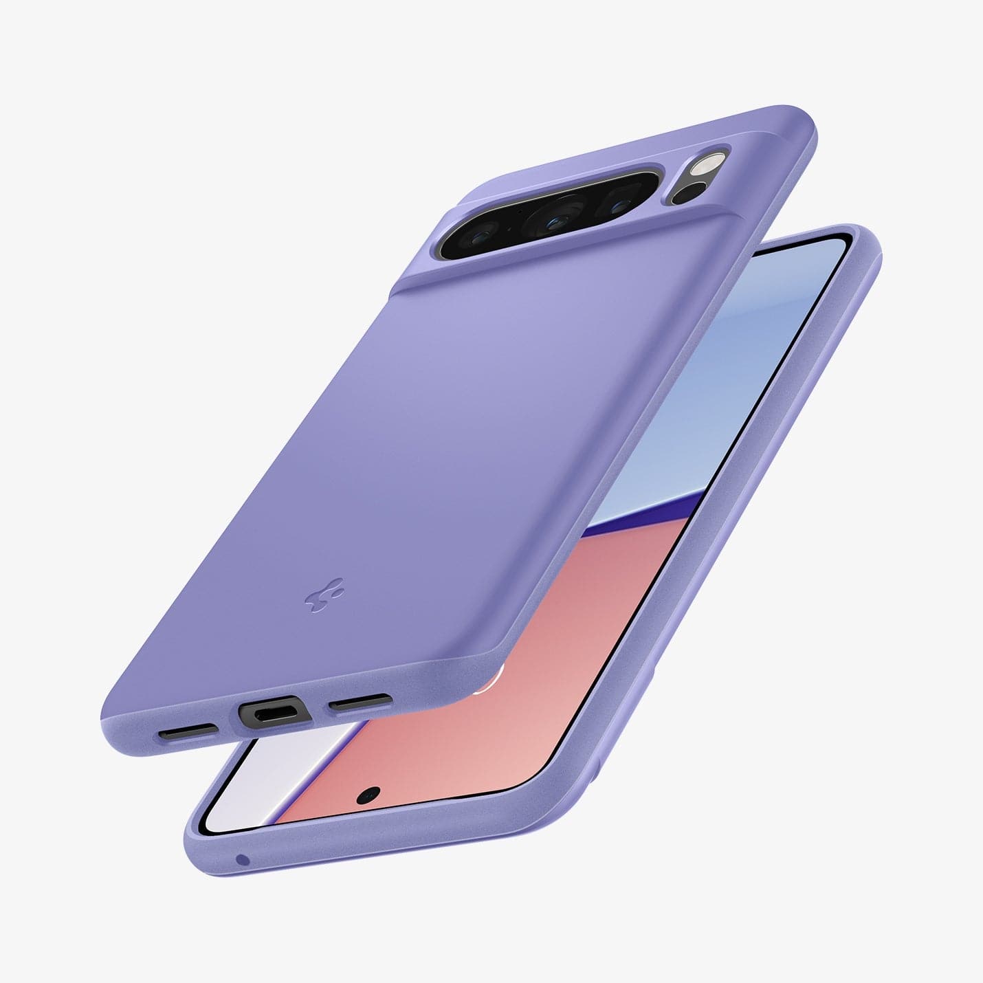 ACS06329 - Pixel 8 Pro Case Thin Fit in awesome violet showing the back, front and sides