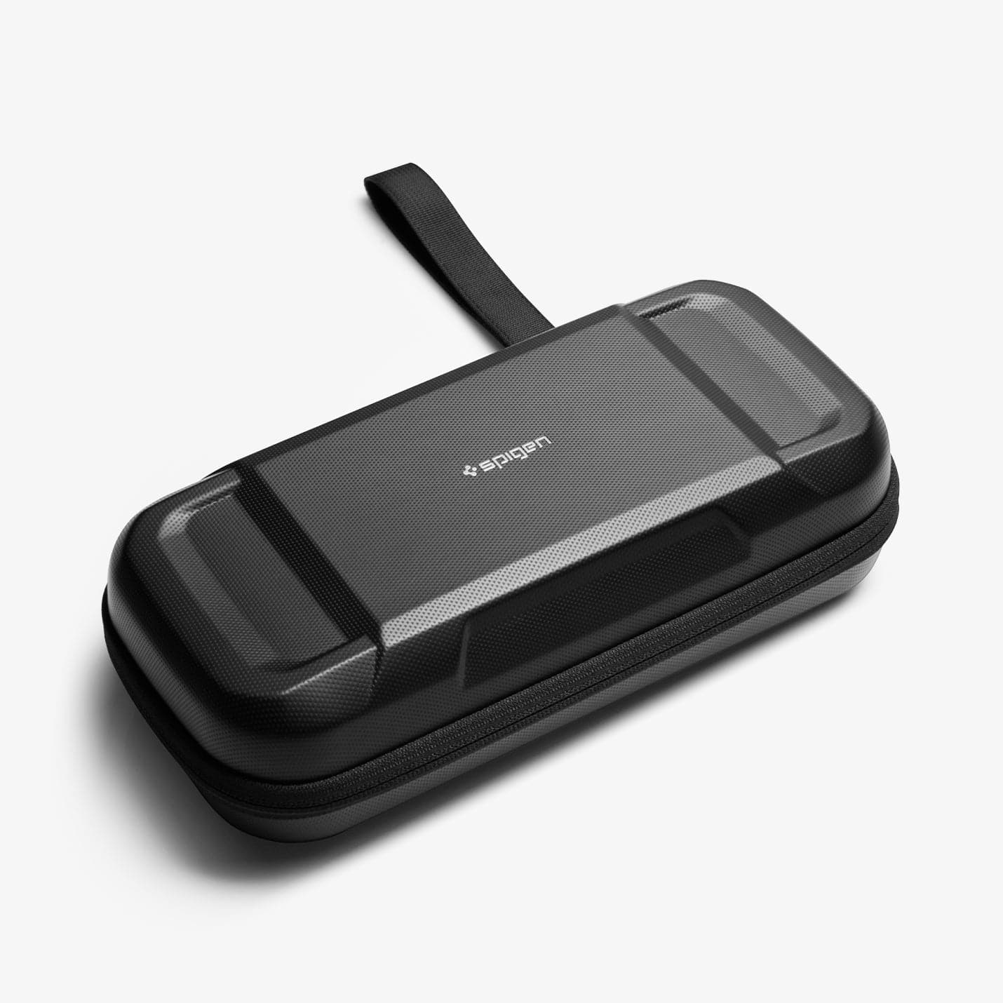 AFA04021 - Nintendo Switch OLED Rugged Armor Pro Pouch in matte black showing the front and top with strap
