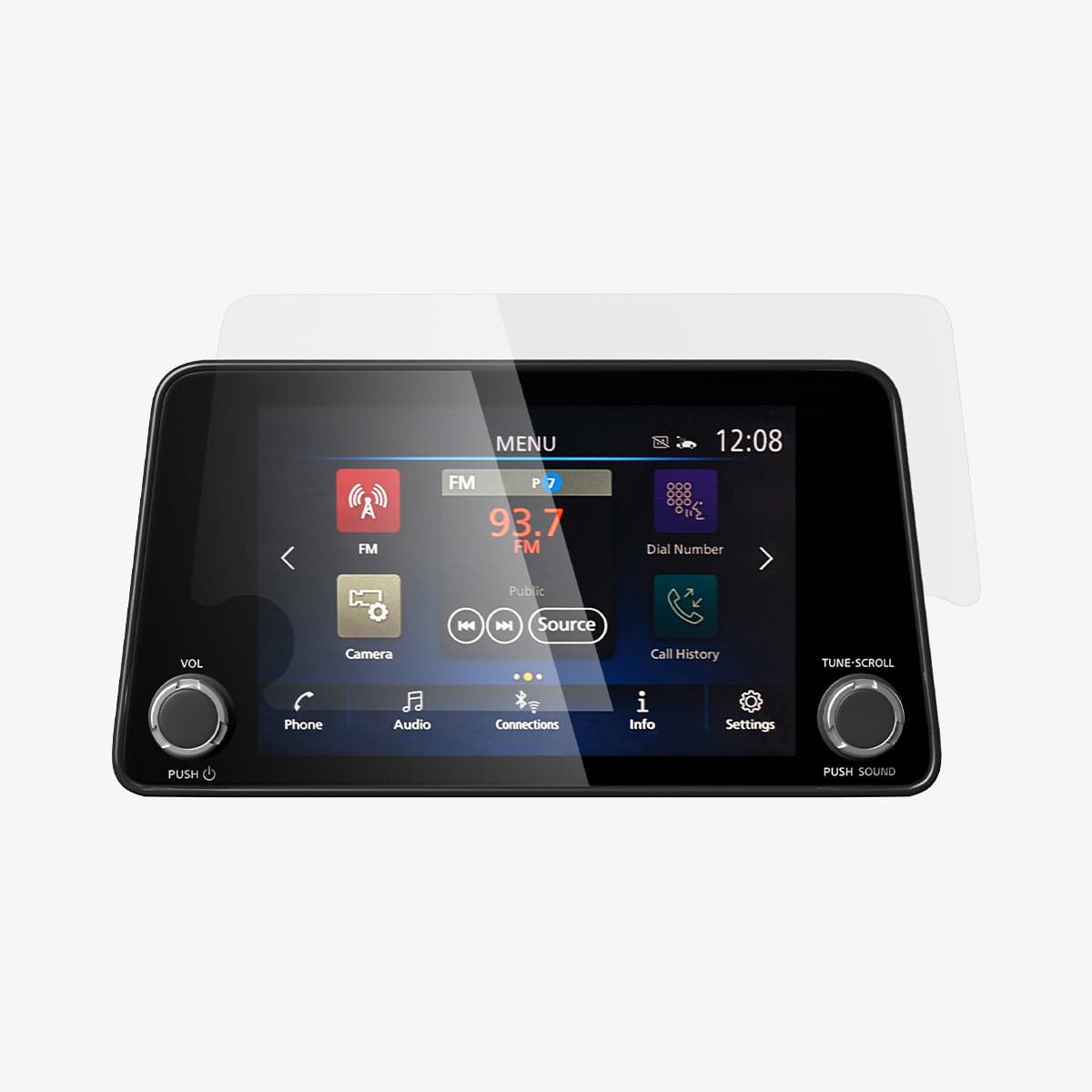 AGL04127 - Nissan 8" Screen Protector GLAS.tR SLIM Anti-Glare showing the front with screen protector hovering in front of display