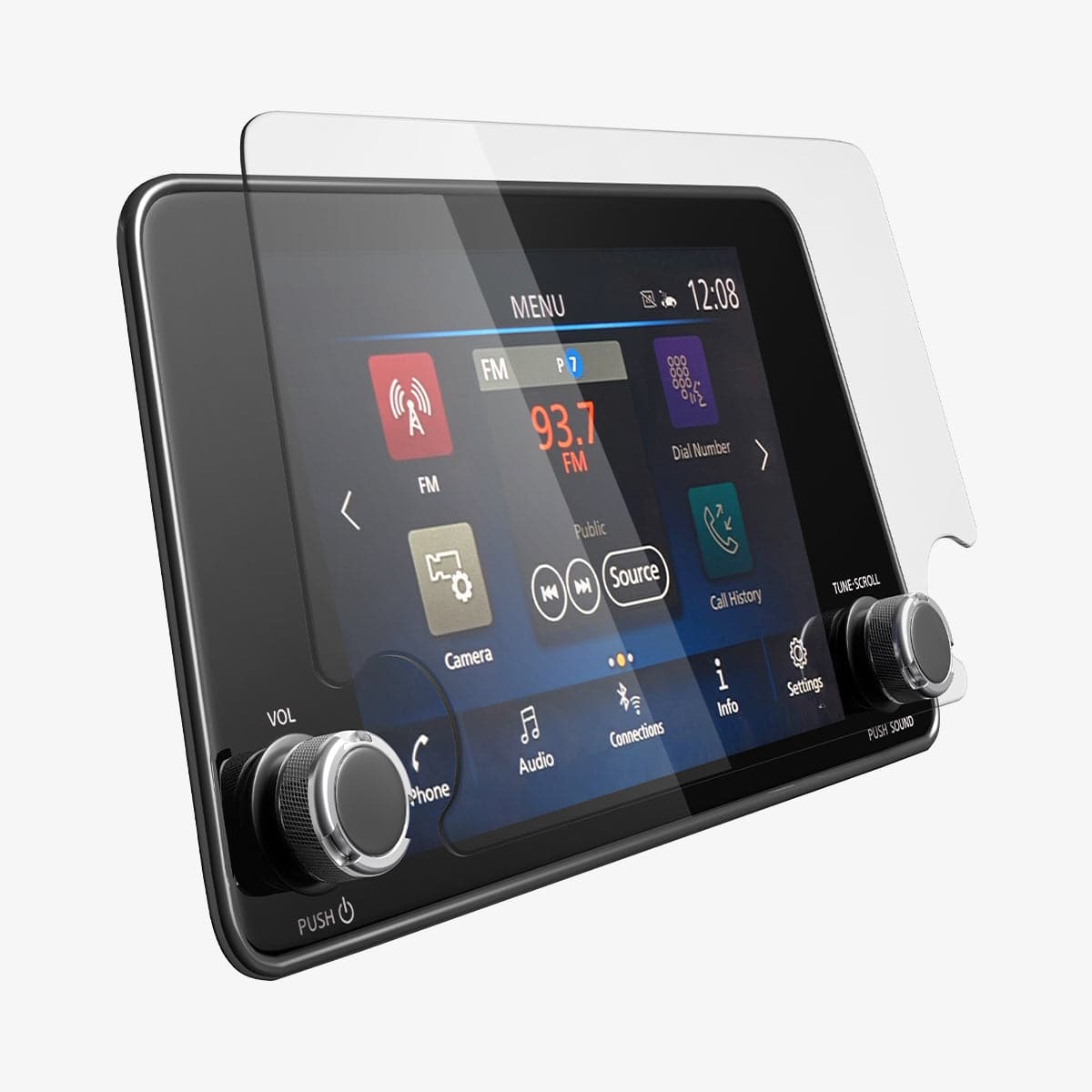 AGL04127 - Nissan 8" Screen Protector GLAS.tR SLIM Anti-Glare showing the front and side with screen protector in front of display