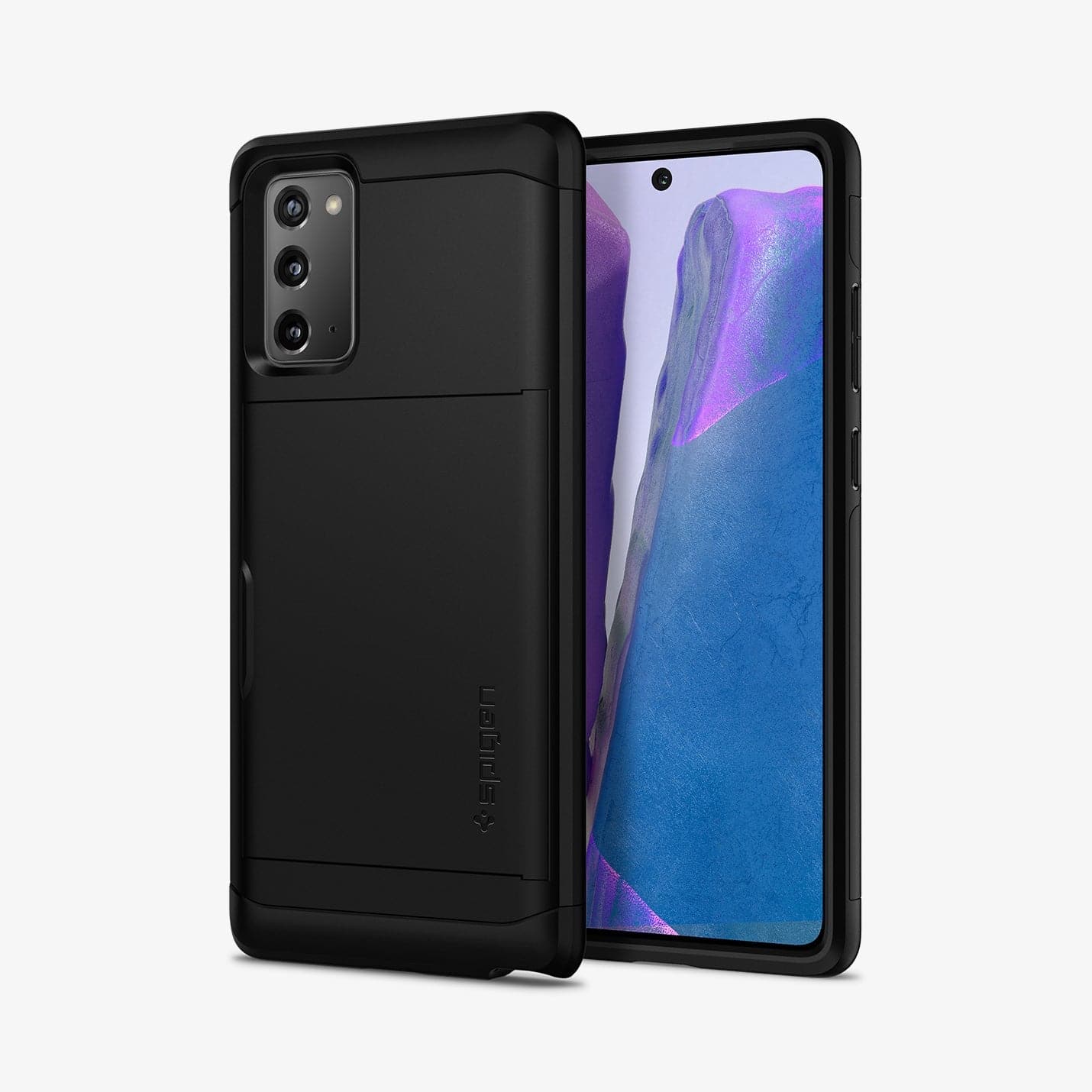 ACS01424 - Galaxy Note 20 Slim Armor CS Case in black showing the back and front
