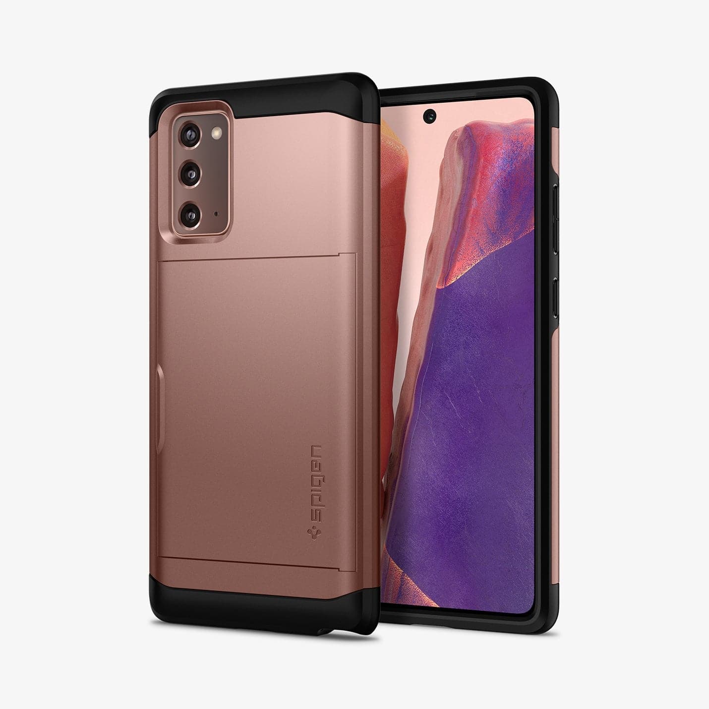 ACS01583 - Galaxy Note 20 Slim Armor CS Case in bronze showing the back and front