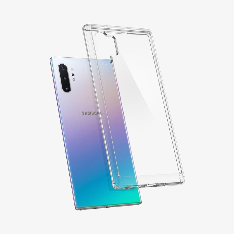 627CS27332 - Galaxy Note 10 Series Ultra Hybrid Case in crystal clear showing the back with case hovering away from the device