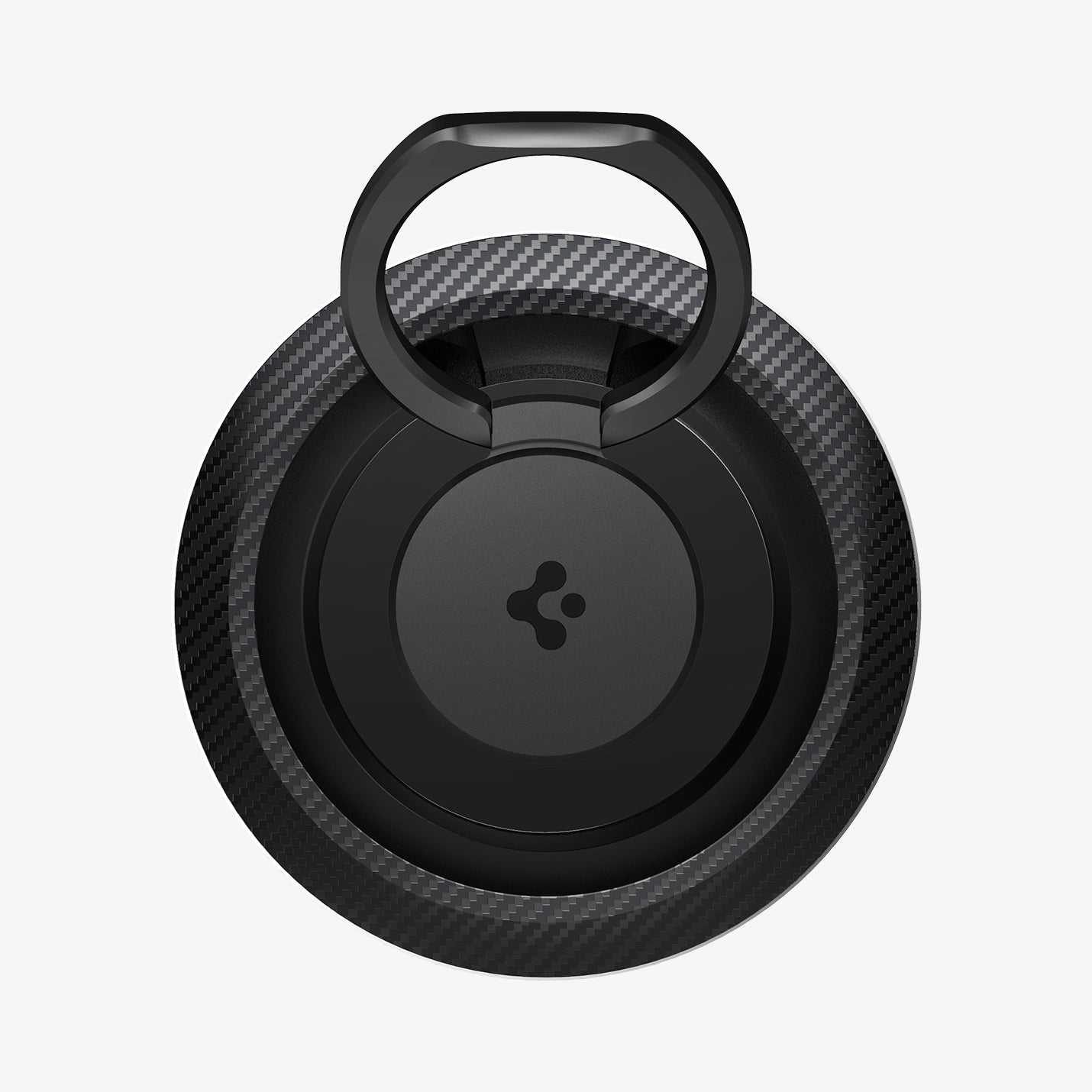 AMP05505 - O-Mag Magnetic Phone Holder (MagFit) in carbon showing the front and ring extended out upwards
