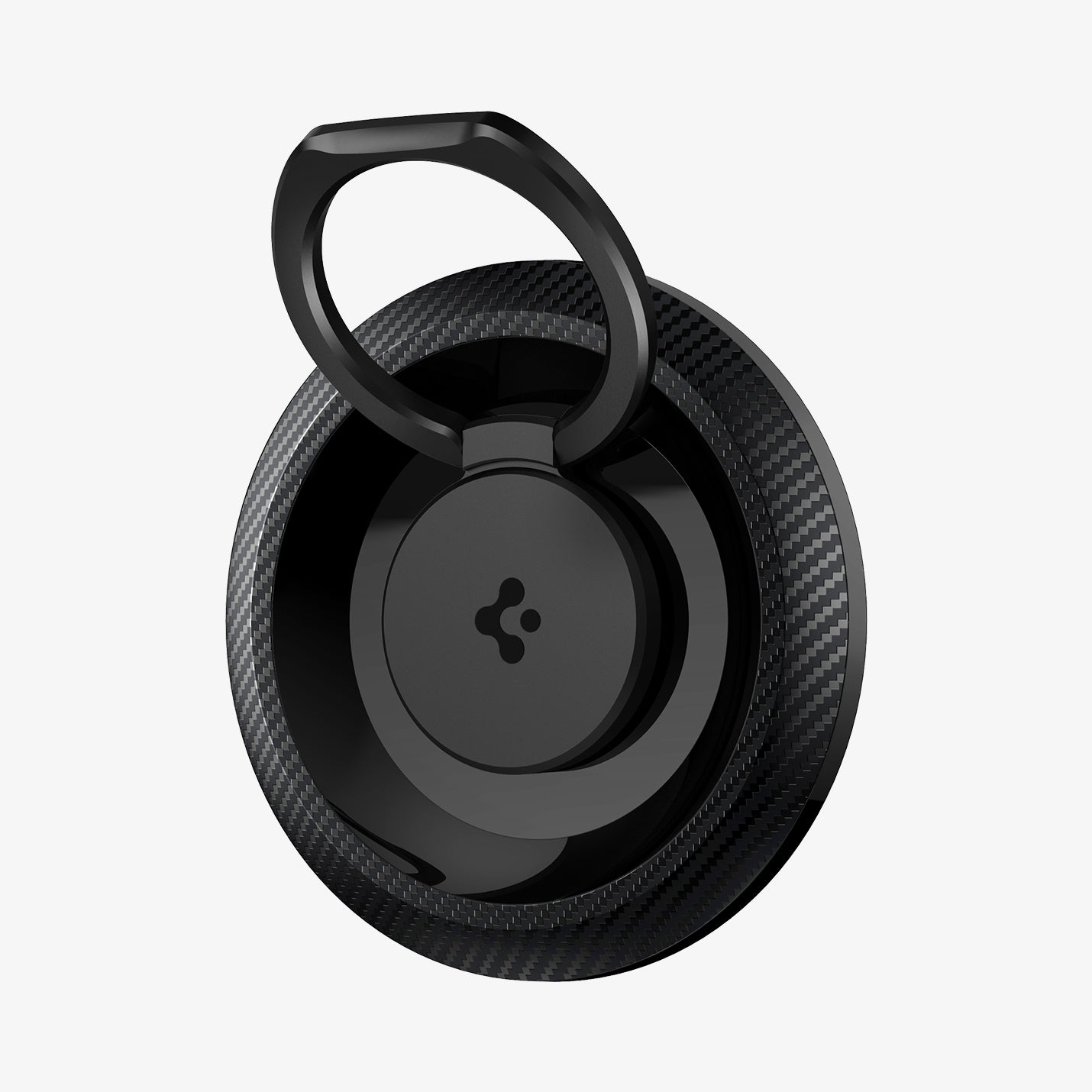 AMP05505 - O-Mag Magnetic Phone Holder (MagFit) in carbon showing the front and ring extended out