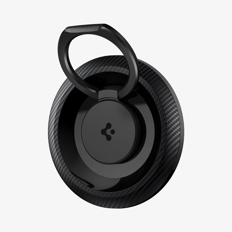 AMP05505 - O-Mag Magnetic Phone Holder (MagFit) in carbon showing the front and ring extended out