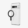 ACP06107 - Magnet Ring Plate (MagFit) in carbon showing the metal ring plate hovering away from back of device